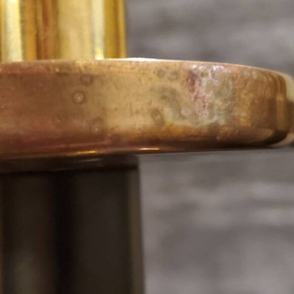 Vintage Matte Black and Brass Tall Candlesticks (1980's) - Picture 4 of 6